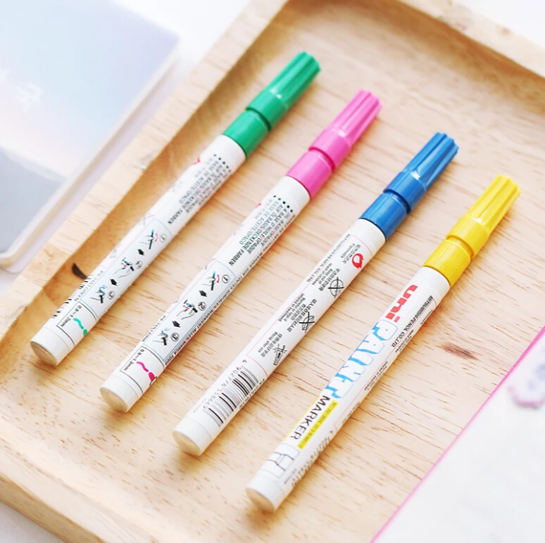 

6 pcs/Lot Uni paint marker Medium-fin Oil base opaque pen Drawing on anything Stationery Office accessories school supply