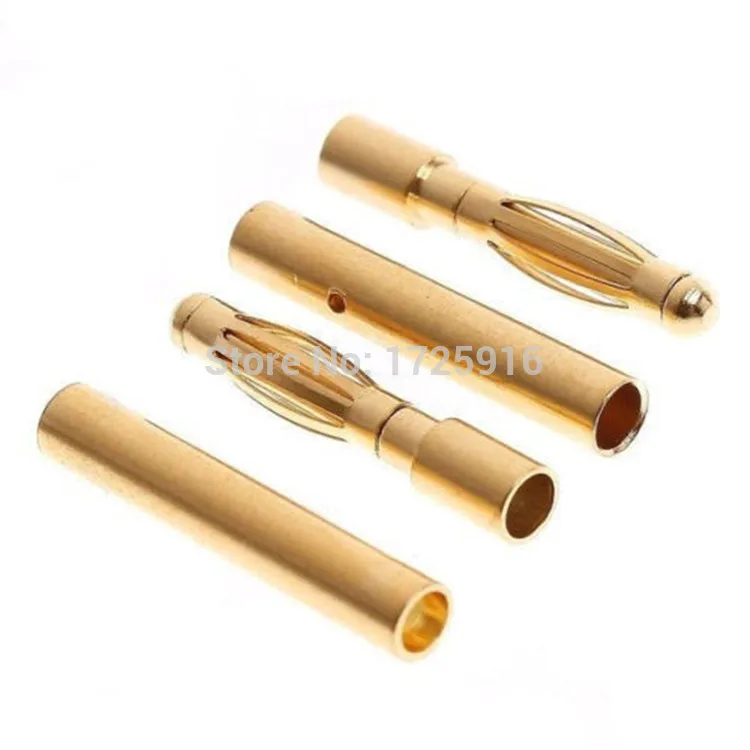 500 airs/Lot high quality 2.0mm Banana Plug Terminals Gold Plated (Male
