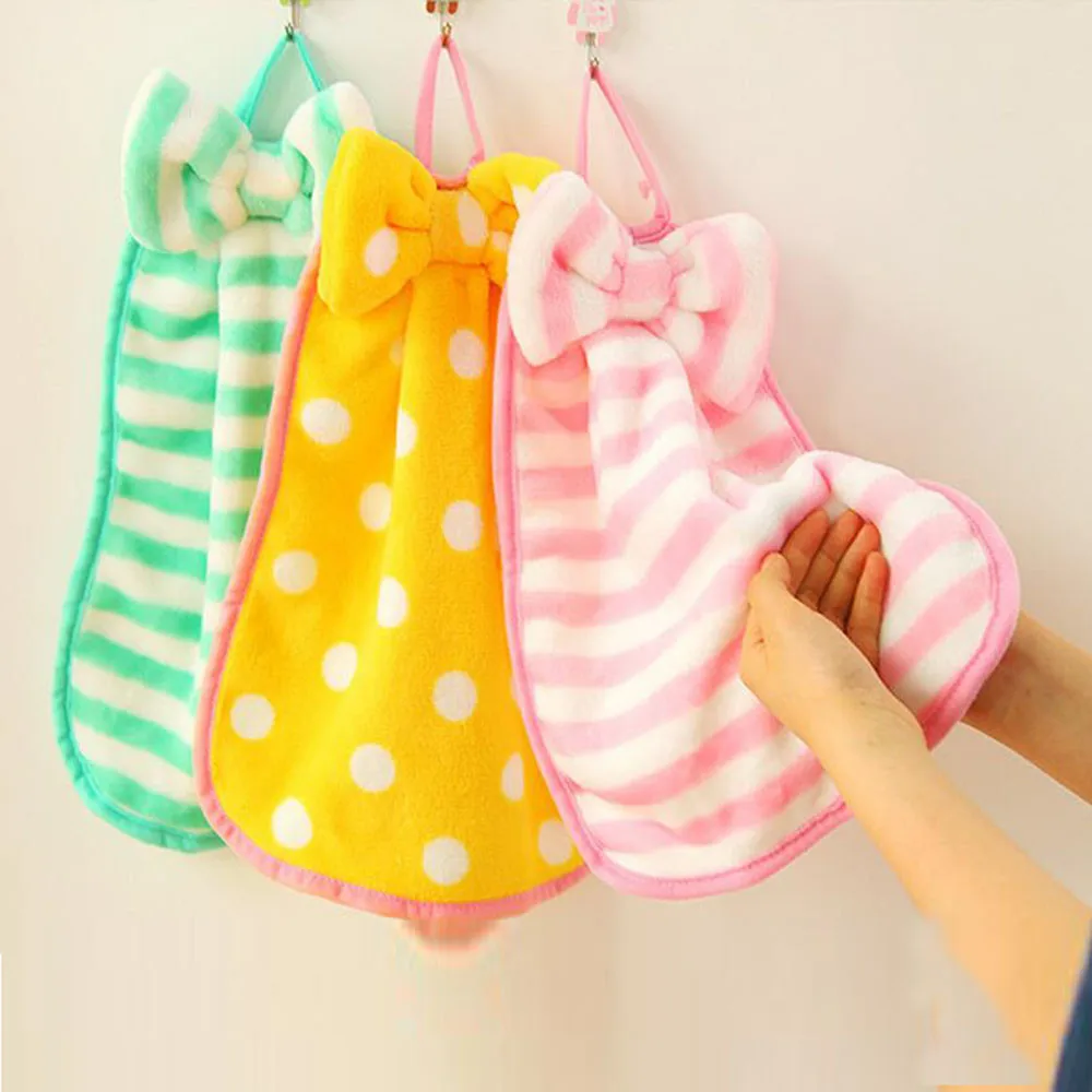 Детское мягкое полотенце для рук, мягкое полотенце для рук, плюшевое бантик, подвесное полотенце для купания, кухонные аксессуары, необыкновенный Размер L* 5