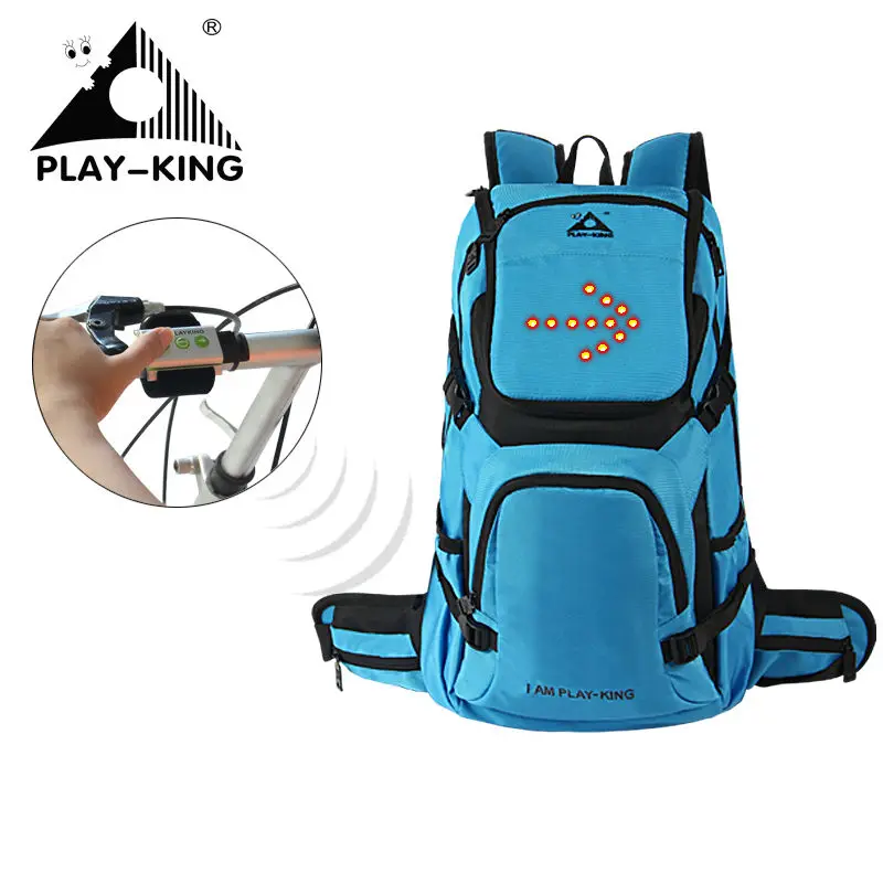 PLAYKING 30L Bicycle Riding Reflective LED Turn Light Backpack Helmet