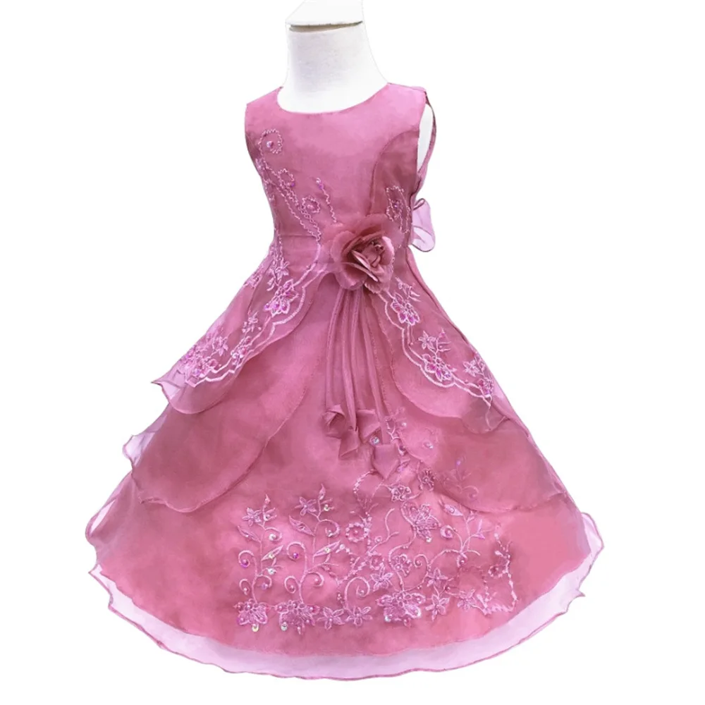 

25 Colors Luxury Embroidery Lace Party Ball Gown Dress for Girls 2T-12 Years