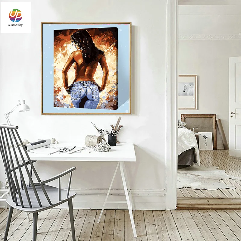Бескаркасная цифровая краска по номерам сексуальная девушка женщина тени акриловая краска абстрактная Современная Настенная живопись Холст Краска для домашнего декора