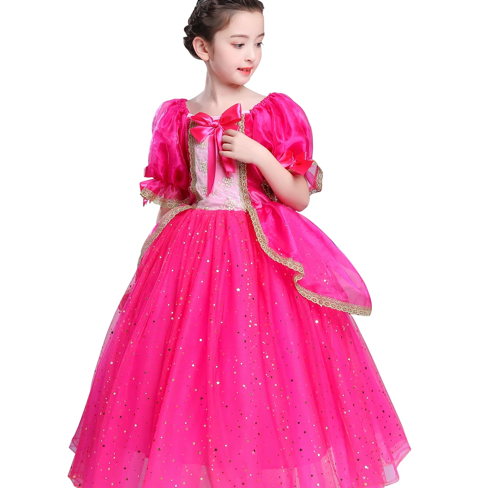

2018 summer Princess Sleep beauty dress Girl baby Aurora long dress Kids Cosplay Dress Up Halloween Costumes ball gown dresses