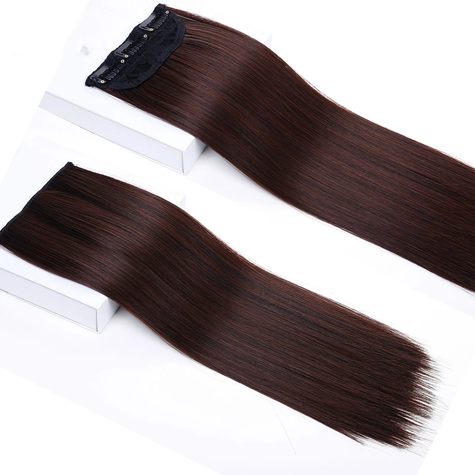

Allaosilf Long Straight Synthetic Clip In Hair Extensions Heat Resistant Natural Hair Extensions 3 Clip In Hair Pieces Black