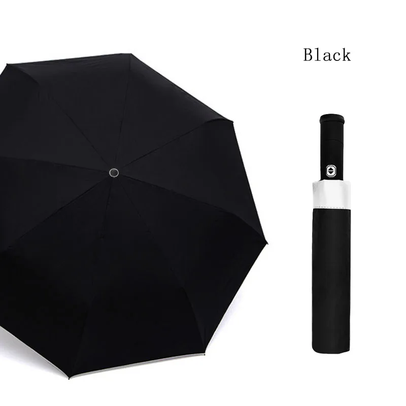 Как дождь Креативный светодиодный зонтик фонарик зонтик дождь женский бренд мужской большой Автоматический ветрозащитный три складной зонтик UBY36 - Цвет: Черный