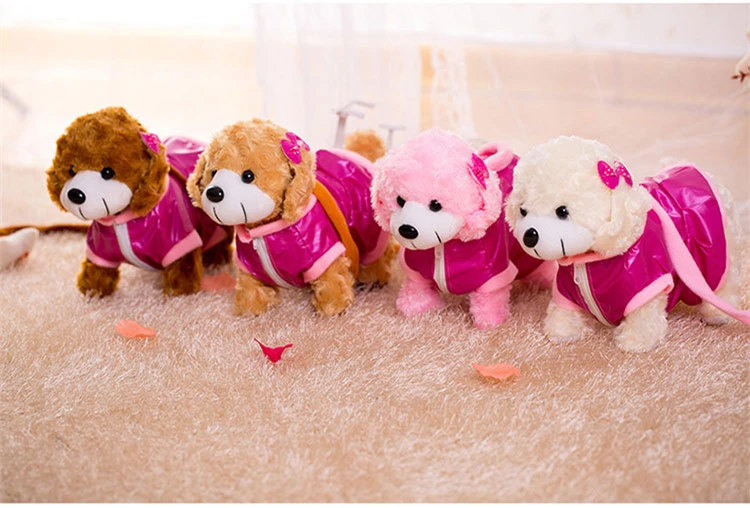 Beautiful fashion electronic music pet teddy dog plush toy Can sing 10 songs Can swing toys baby