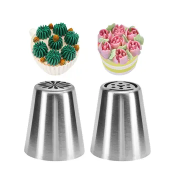 

VOGVIGO 2pcs Tulip Flower Stainless Steel Nozzle Tips Russian Nozzle Icing Piping Pastry Tube Cake Cream Fondant Decorating Tool