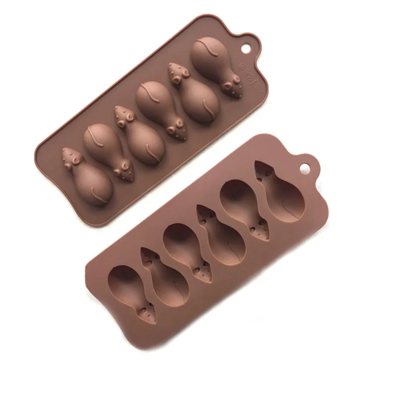 6 Полость Мышь Крыса силиконовая форма для торта Choco поздний ледяной поднос Panna Cotta