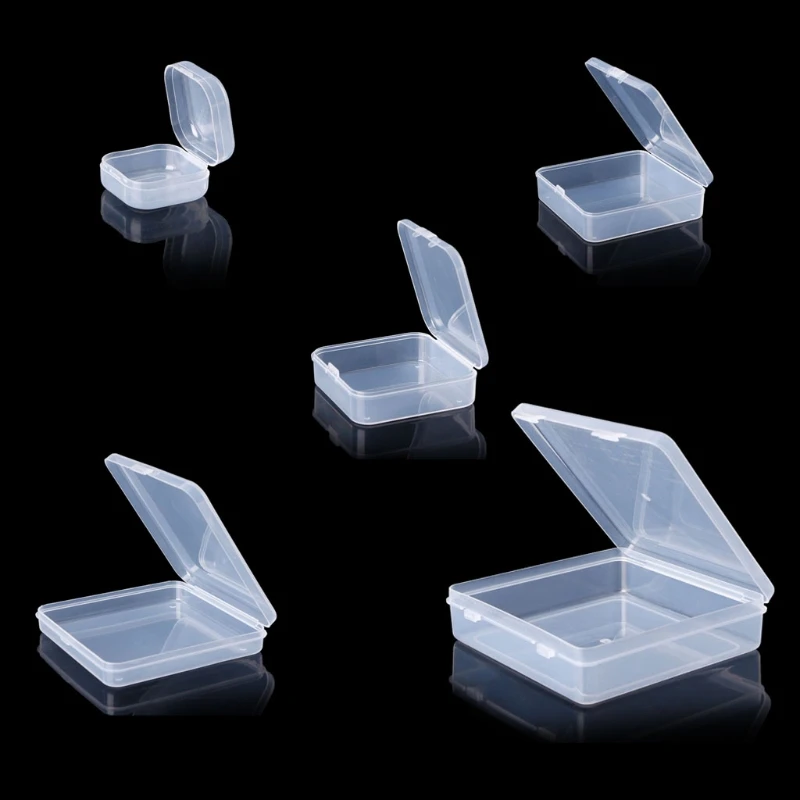 Квадратные прозрачные пластиковые коробки для хранения ювелирных изделий, бусины, контейнеры для рукоделия, чехол