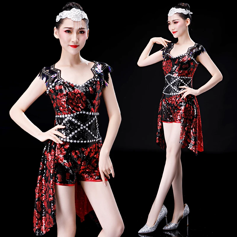 الحديثة ملابس رقص التشجيع الإناث الكبار Ds الترتر مثير الهذيان الزي بيونسي ارتداءها النساء الميلاد وتتسابق المغني زي