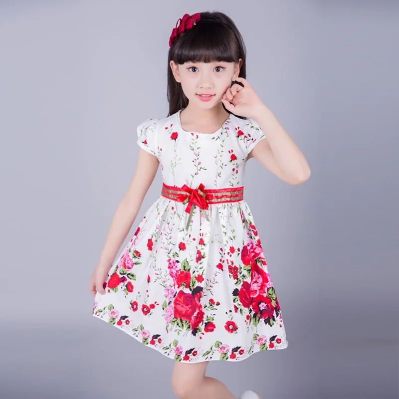 

Kids dresses for girls clothing 2016 summer style floral print girl princess party dress baby kids clothes casual sundress 2-10Y