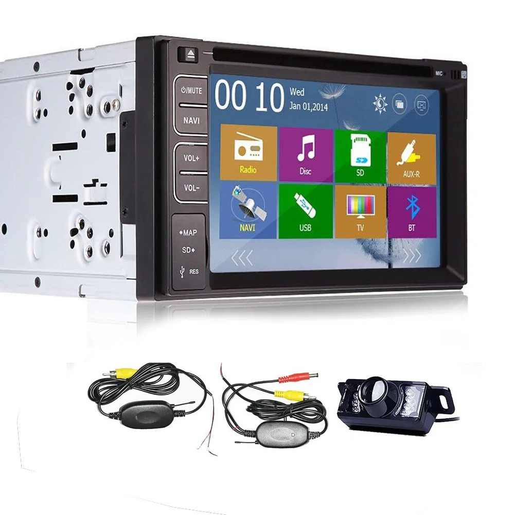 FM AM MP4 Car Radio Stereo System Car DVD Player CD Video Receiver Audio Multimedia Universal 2 Din Autoradio Vehicle Accessory TFT Touch EQ Subwoofer Remote control win 8 Wireless Rear View Camera