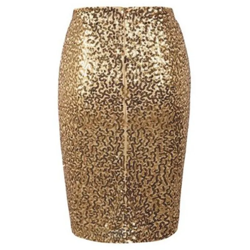 Стильная женская юбка с блестками, сексуальные женские блестящие эластичные юбки с высокой талией, облегающие длинные/мини-клуб, юбки-карандаш