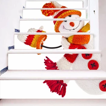 

Snowman Stair Sticker Merry Christmas Decorative Stairs Stickers Self-adhesive Xmas 3D Wall Sticker Mural Wall Paper Home Decor