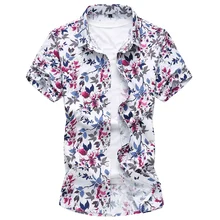 Летняя рубашка Новое поступление высокого качества Мужская повседневная с короткими рукава рубашки мужские хлопок рубашки размер m-7xl