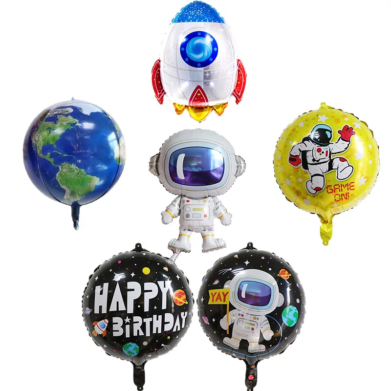 Воздушные шары из фольги в форме космонавта, земли, ракеты для космоса, вечерние шары для детей, счастливые предметы для украшения дня рождения 75