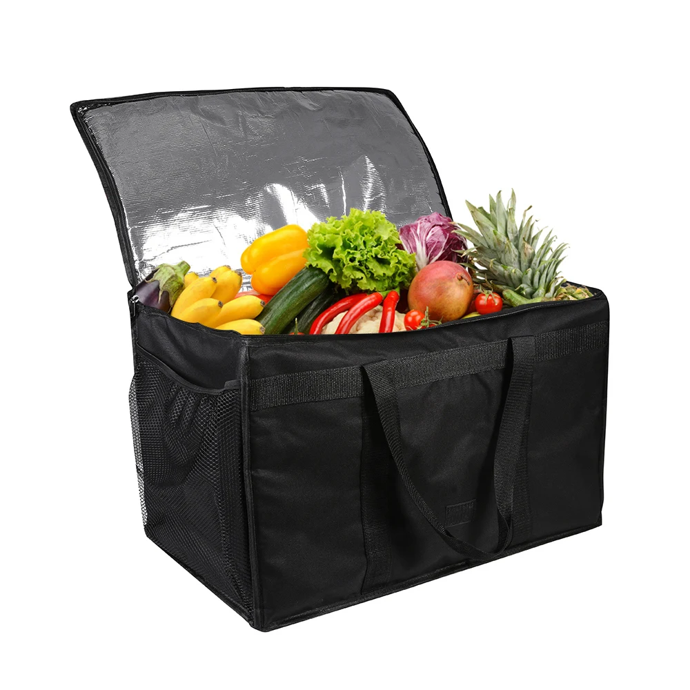 Упругие сетки сохраненные коробки для покупок сумки Большие премиум ручки усиленные дном Изолированные сумки-холодильники для пищевых продуктов(58*35*38 см