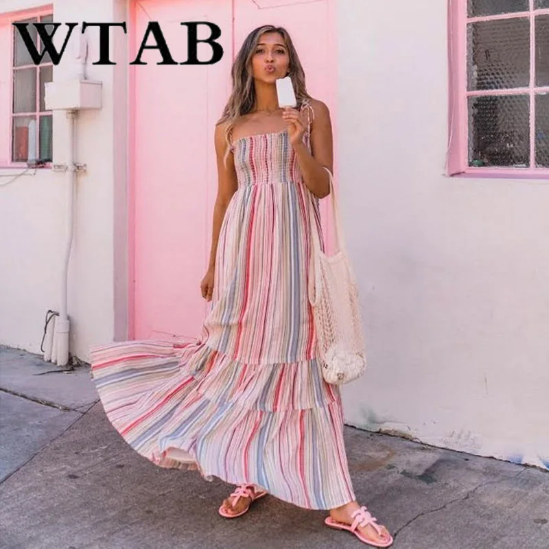 Женское пляжное платье с оборками WTAB vestido 12 видов цветов летнее на завязках в