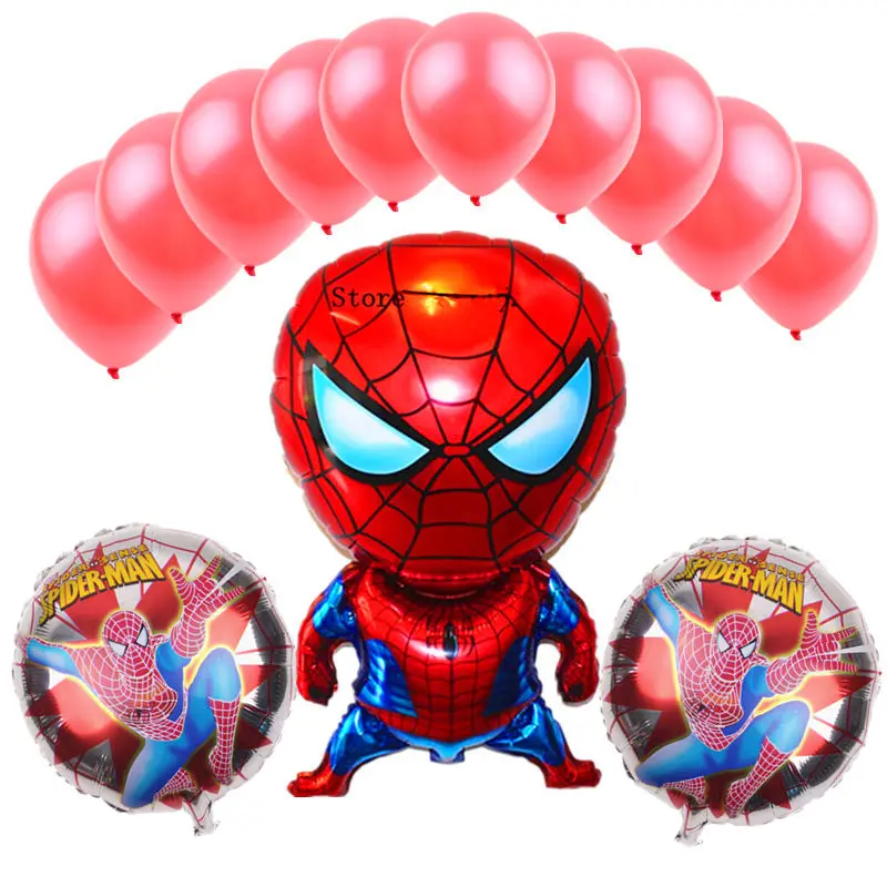 

XXPWJ New 13pcs / lot Spider-Man style aluminum balloon set Children's holiday party layout decorative balloons X-142