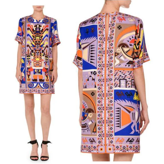 

New India Totem Casual Dress Fashion Beautiful Fancy Natural Slim Waist Paragraph Knitted silk jsrsey Dress