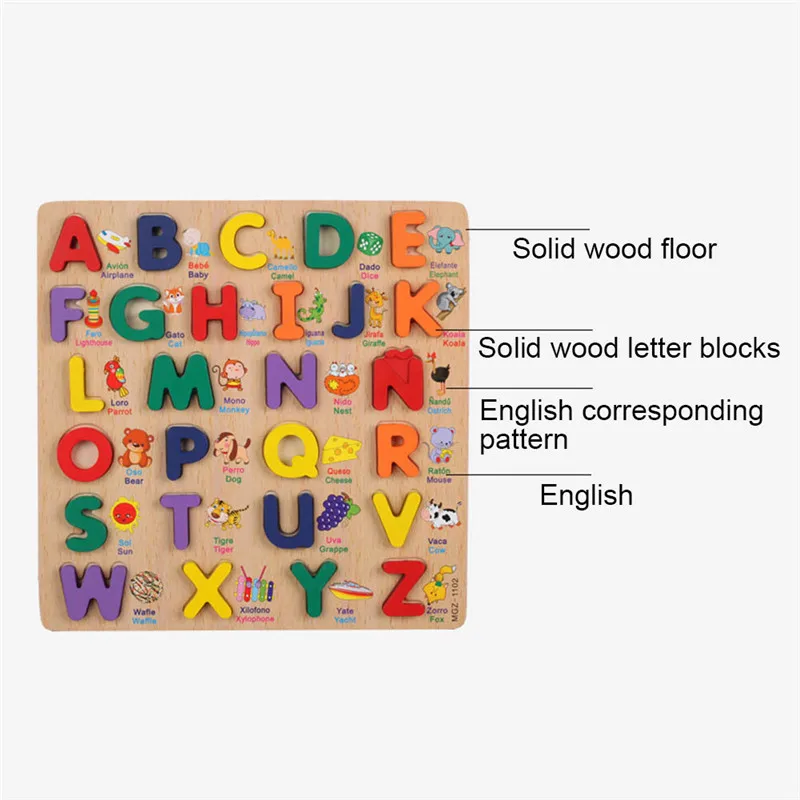 Деревянная буквенно-цифровая доска-головоломка детская ранняя развивающая игрушка