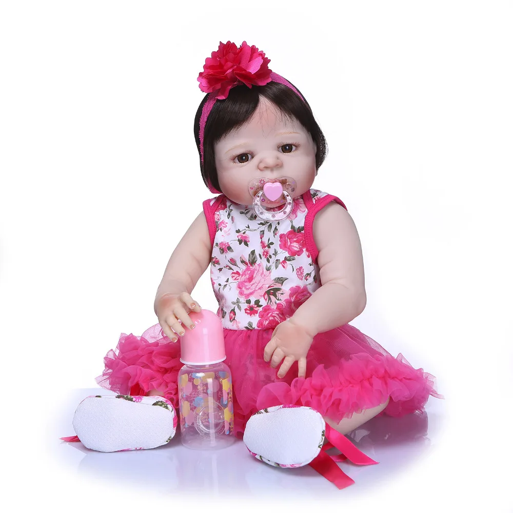 

Nicery 22inch 55cm Bebe Reborn Doll Hard Silicone Boy Girl Toy Reborn Baby Doll Gift for Child Pink Dress Clothes Doll
