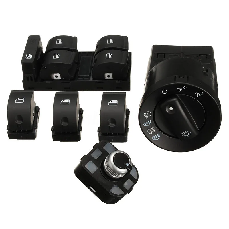 

6Pcs/Set Car Headlight Window Mirror Panel Switch Button Control Kit For Audi A4 Sedan B6 B7 Car Styling