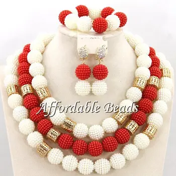 

Colorful Nigeria Beads Charming Bridal Costume Jewelry Set Handmade Design Free Shipping BN184