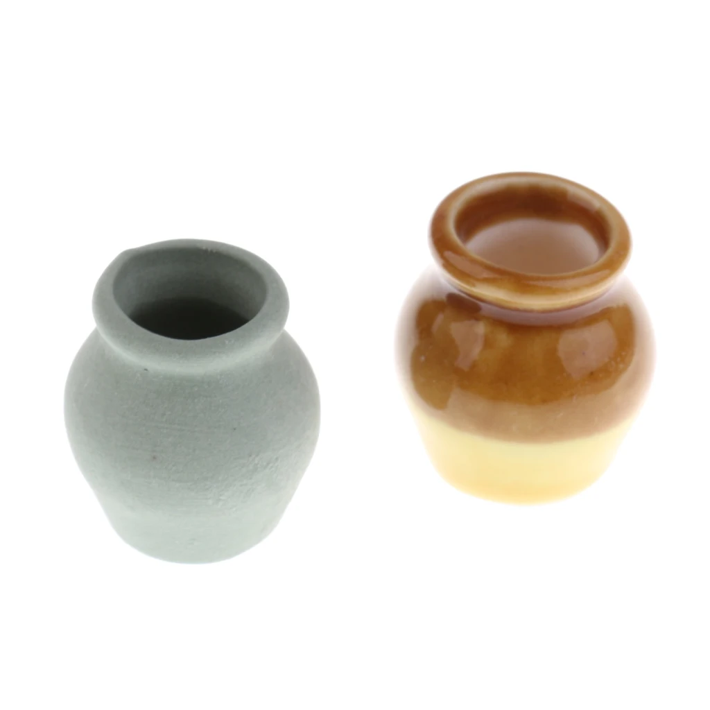 6 Pieces 1/12 Scale Dollhouse Miniature Vase Porcelain Vases Multicolored