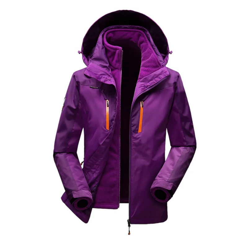Зимняя куртка 3 в 1 для мужчин и женщин, ветрозащитная куртка для альпинизма, пешего туризма, катания на лыжах, водонепроницаемая куртка с капюшоном - Цвет: Z