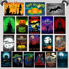 Винтажный Счастливый Хэллоуин металлические жестяные знаки тыквы вечерние украшения трюк или лечение плакат на стену в стиле ретро бар кафе клуб домашний декор WY64