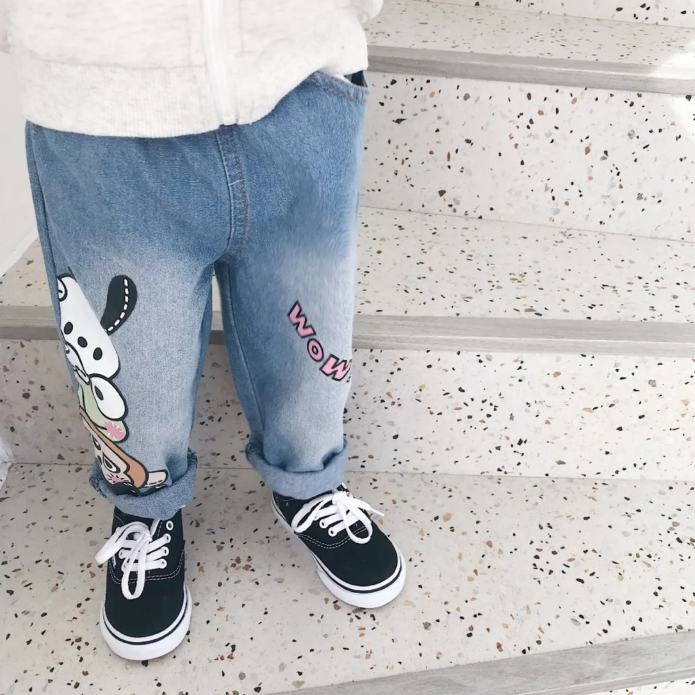 Jorkzaler/Детские джинсы для девочек и мальчиков, детские длинные штаны с рисунком животных, модные джинсовые брюки для малышей на весну и осень