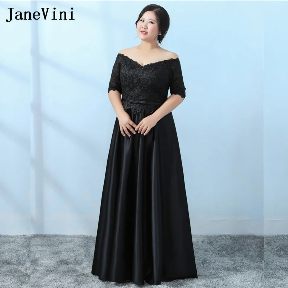 JaneVini Vestido De Novia Censillo 2018 Bruiloft Moeder Jurk Godmother Lange Plus Size Zwart Kant Moeder van De Bruid Jurken JaneVini Vestido De Novia Censillo 2018 Bruiloft Moeder Jurk Godmother Lange Plus Size Zwart Kant Moeder van De Bruid Jurken