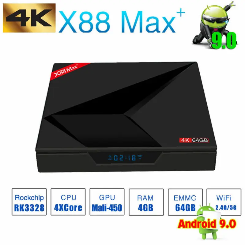 

X88 MAX + 4K TV Box Android 9.0 4G + 64G Vierfach Kern 2 Wifi BT4.3D Media Player 3D Ultra HD TV Wifi Store IPTV Top Box
