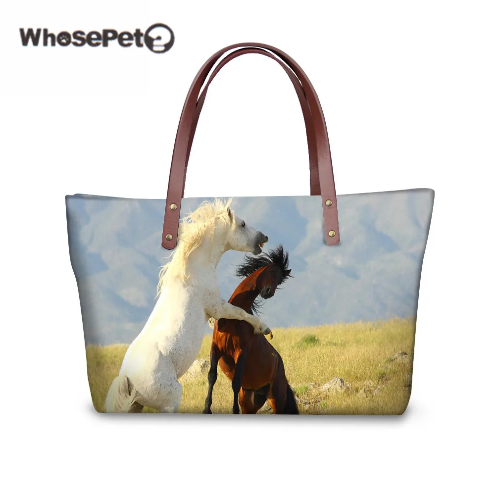 

Wholesale Horse Pirnt Women Handbag Casual New Shoulder Bag For Girls Shopping High Quality Bags Large Capacity Totes WHOSEPET