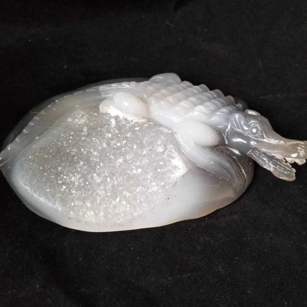 

crocodile Sobek sculpture Natural Stone agate geode Crystal clust hand engraving home decoration accessories Stone work Statue