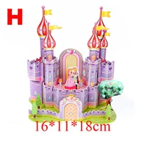 3D Puzzle Diy Games and Puzzles Model Building Safe Foam Purple Castle Prince and Princess Palace Girl Toys for Children 2
