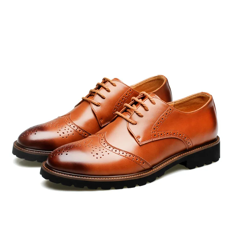 Модные брендовые туфли-оксфорды; Мужская обувь из натуральной кожи; Высококачественная Мужская Повседневная обувь; цвет черный, коричневый; ZHK237 - Цвет: Коричневый