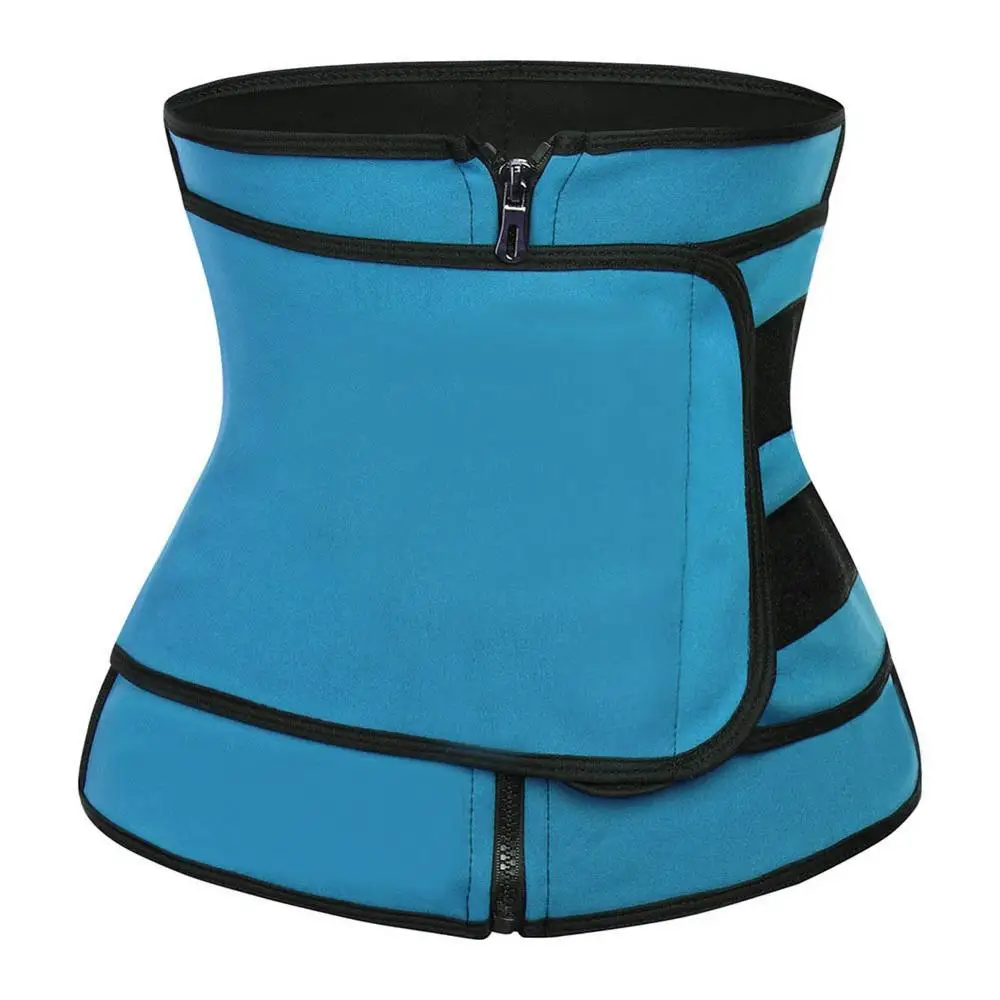 HEXIN женский пояс для сауны, неопреновый корректирующий пояс с регулируемой застежкой-молнией, Корректирующее белье для тренировок и похудения, модная спортивная одежда - Цвет: Blue