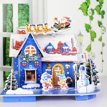 

Toys Jigsaw 3D Hard Paper Puzzle House Christmas Building Toys Children's Educational Chalets Toys For Birthday Gift
