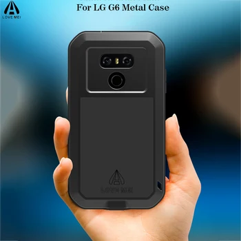 

LoveMei 2017 New For LG G6 Case Luxury 3D Hard Metal Aluminum+Soft Silicone Armor Protective Waterproof Back Phone Case Cover