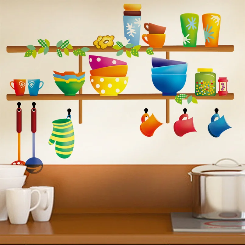 Kartun Lucu Stiker Dinding Dapur Peralatan Makan Dapur ...