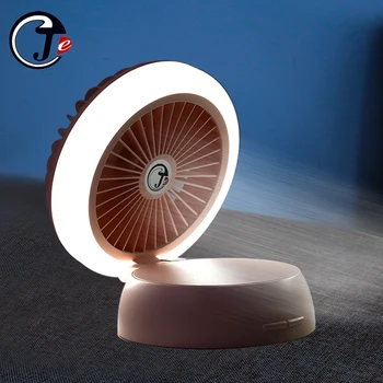 

2019 Desk Fan With Light USB Powered Table Fans Mini USB Fan Flip cover Portable Fan With Night Light for Office/Home/Outdoor