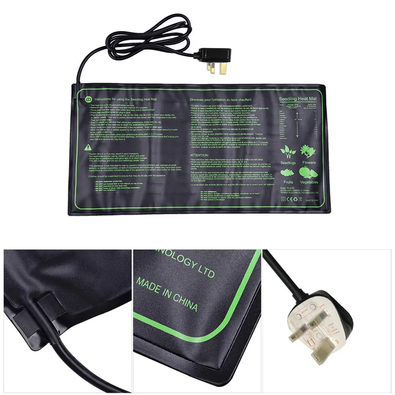 Seedling Heat Mat Plant Seed Germination Propagation Clone Starter Pad Waterproof Garden Supplies US UK EU Plug - Цвет: UK Plug