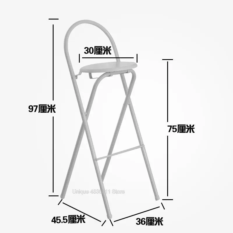 Складной стул высокий барный стул домашний стул спинки простой портативный утолщение взрослый стул для гостиной - Цвет: 75 cm high