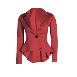 Осенне-весенний женский пиджак пальто, повседневный облегающий костюм на одной пуговице с рюшами на спине, топы DSM