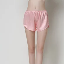 Новые женские Пижамные шорты для сна, сексуальные шорты с эластичным поясом, шелковые женские пижамы, женское белье, красные, розовые, бежевые, черные