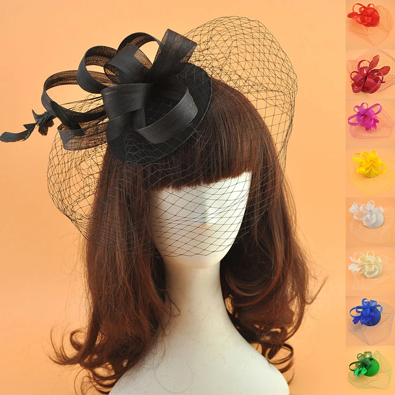 Feather Fascinators Hair Clip Pillbox Hat Derby Party Headdress Bride Headwear