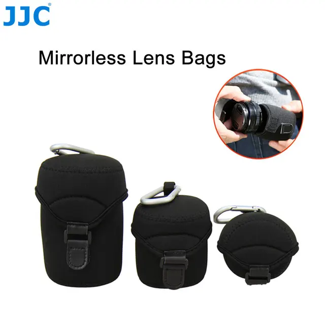 Special Offers JJC Soft Mirrorless Camera Lens Bag for Olympus/Fujifilm/Pentax/Leica/Sony/Canon/Nikon Lenses Neoprene Pouch Protector Cover 