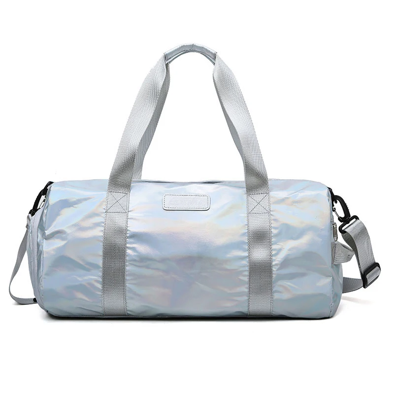 Лазерная спортивная сумка для женщин, фитнес красочные спортивные сумки, Женская стильная сумка для йоги, легкая дорожная сумка, Водонепроницаемая спортивная сумка - Цвет: Sliver